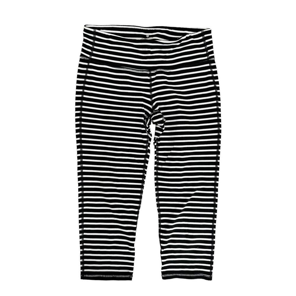 Athleta Black White Striped leggings‎